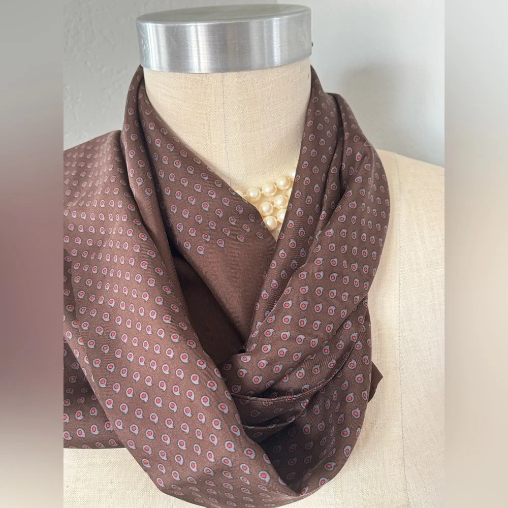 100% Silk Cisco Hand Printed in Italy Scarf 48”x13.5” 🇮🇹